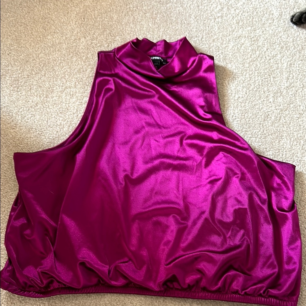 Satin Sleeveless Top in Vibrant Pink